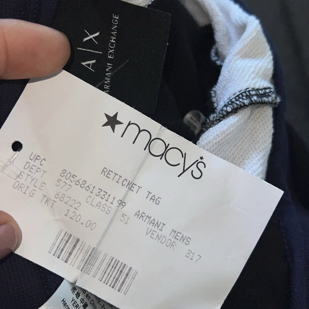NWT ARMANI EXCHANGE TROUSER PANTS in black with navy and white details - Picture 3 of 5